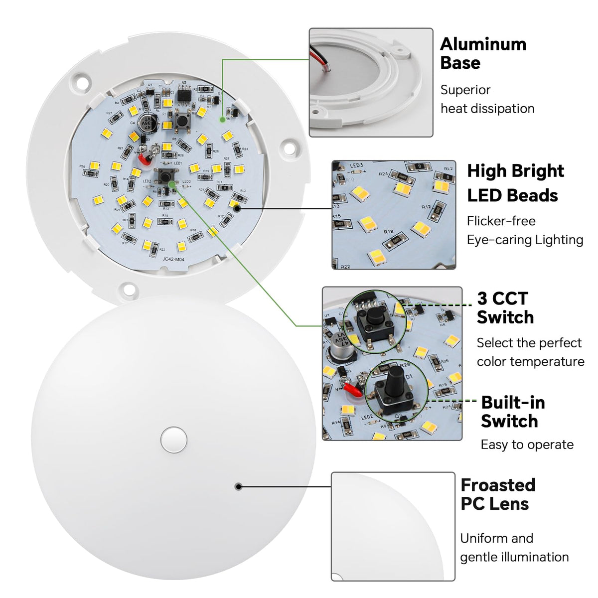 acegoo lens removed revealing concealed screws and neat mounting