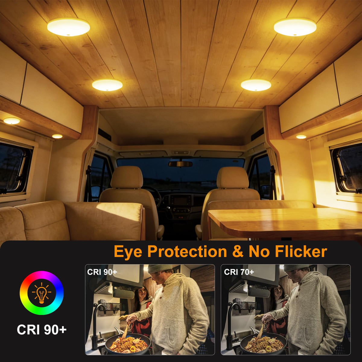 acegoo mounted overhead in an RV kitchen improving task visibility