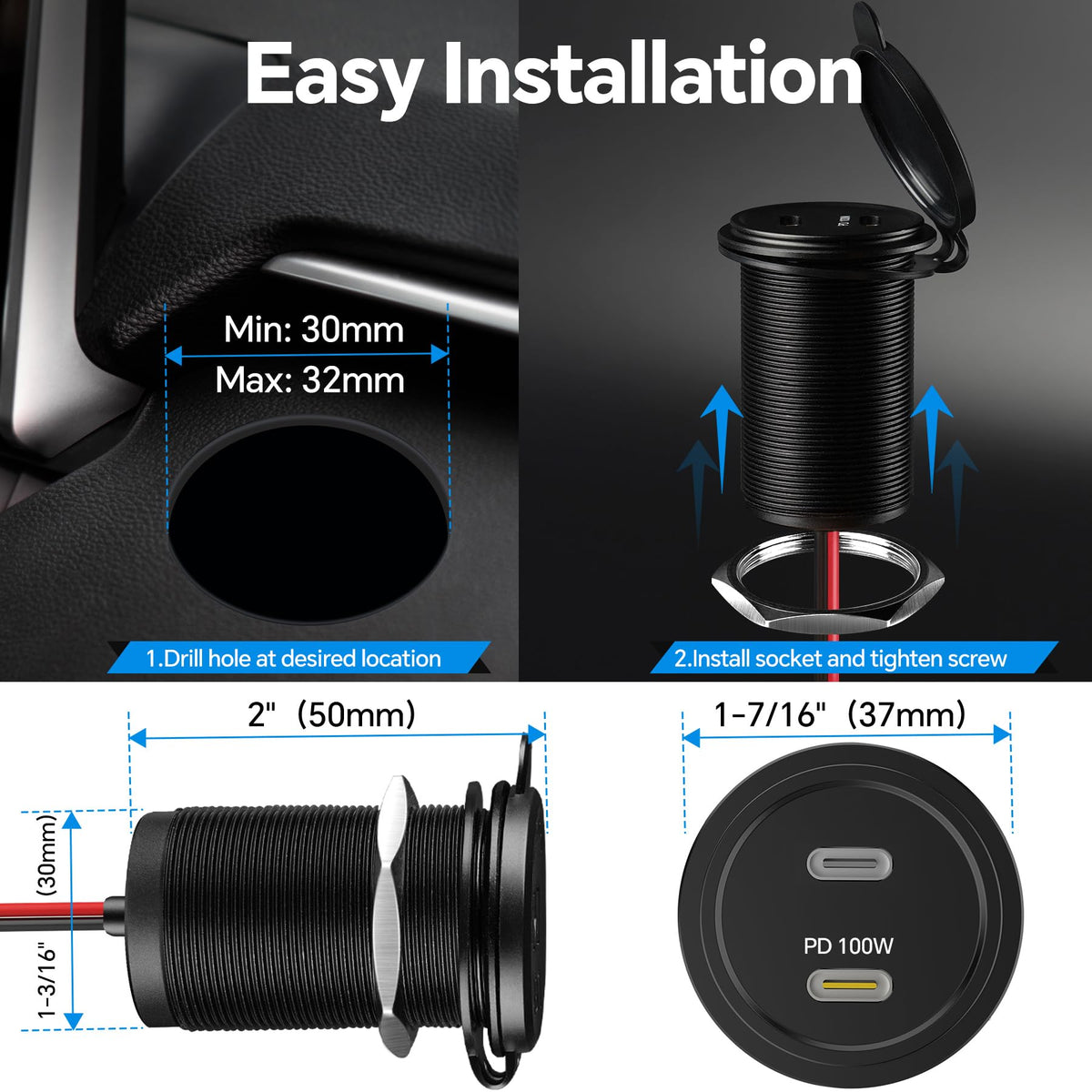 acegoo size comparison with coin scale showing compact 1‑3/16‑inch fit advantage
