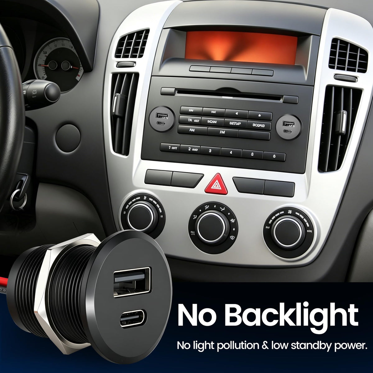 acegoo USB‑A port detail showing QC3.0 label benefit: compatibility with older quick‑charge devices