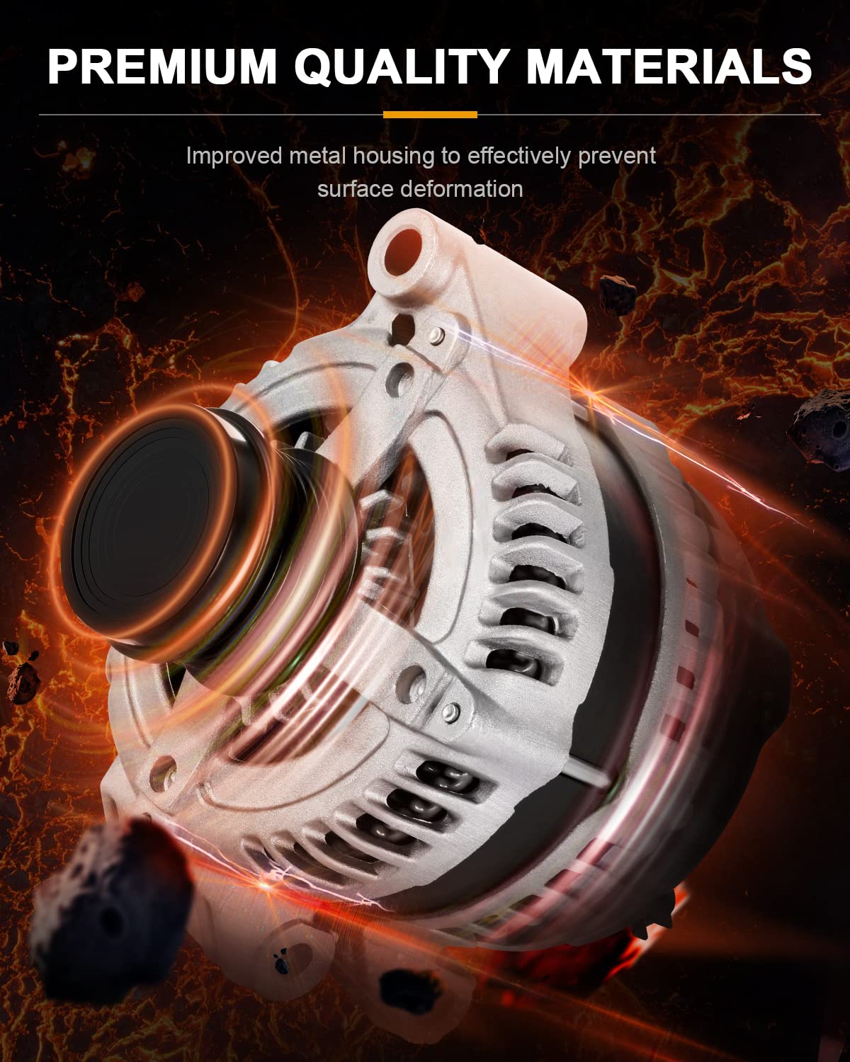 ACEOOYCC alternator next to ruler showing compact size for easy installation