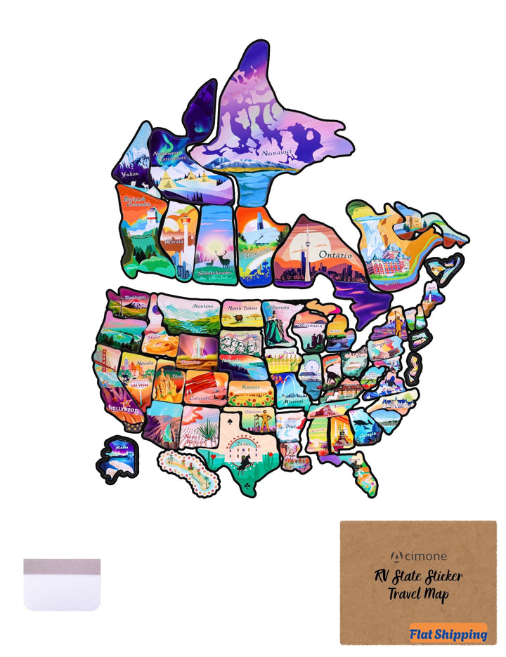 ACIMONE front packaging showing flat USA and Canada map sheets, clear ready-to-apply maps