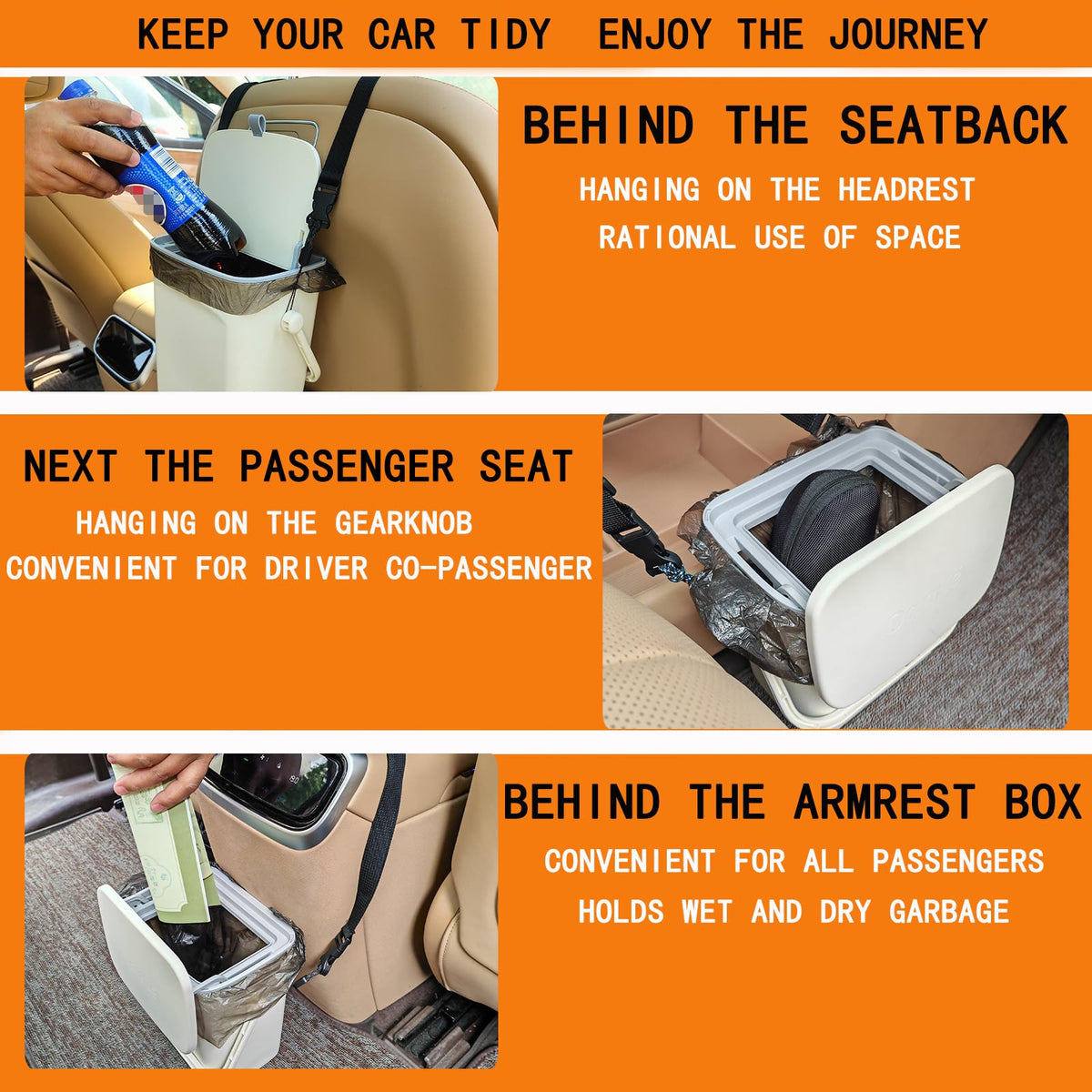 ACIOOCO mounted behind headrest demonstrates space-saving, secure hanging