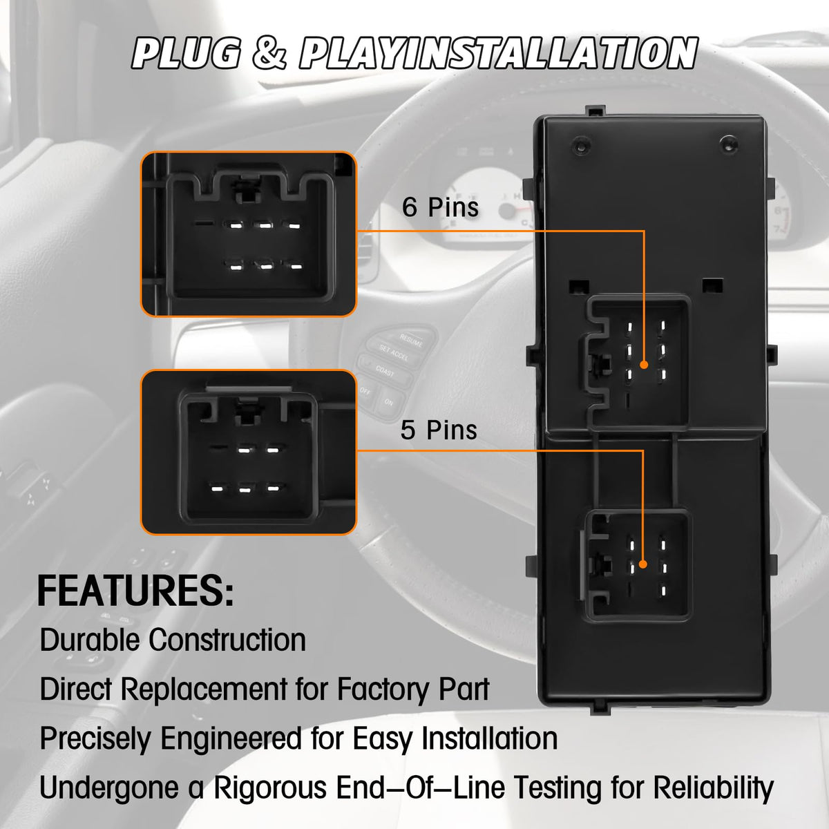 ACmango installed in driver door demonstrating restored window control convenience