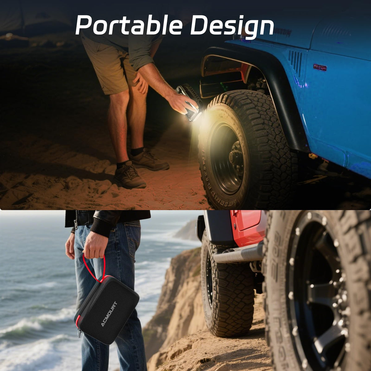 Acmount D18 held in hand to show compact size and portable convenience