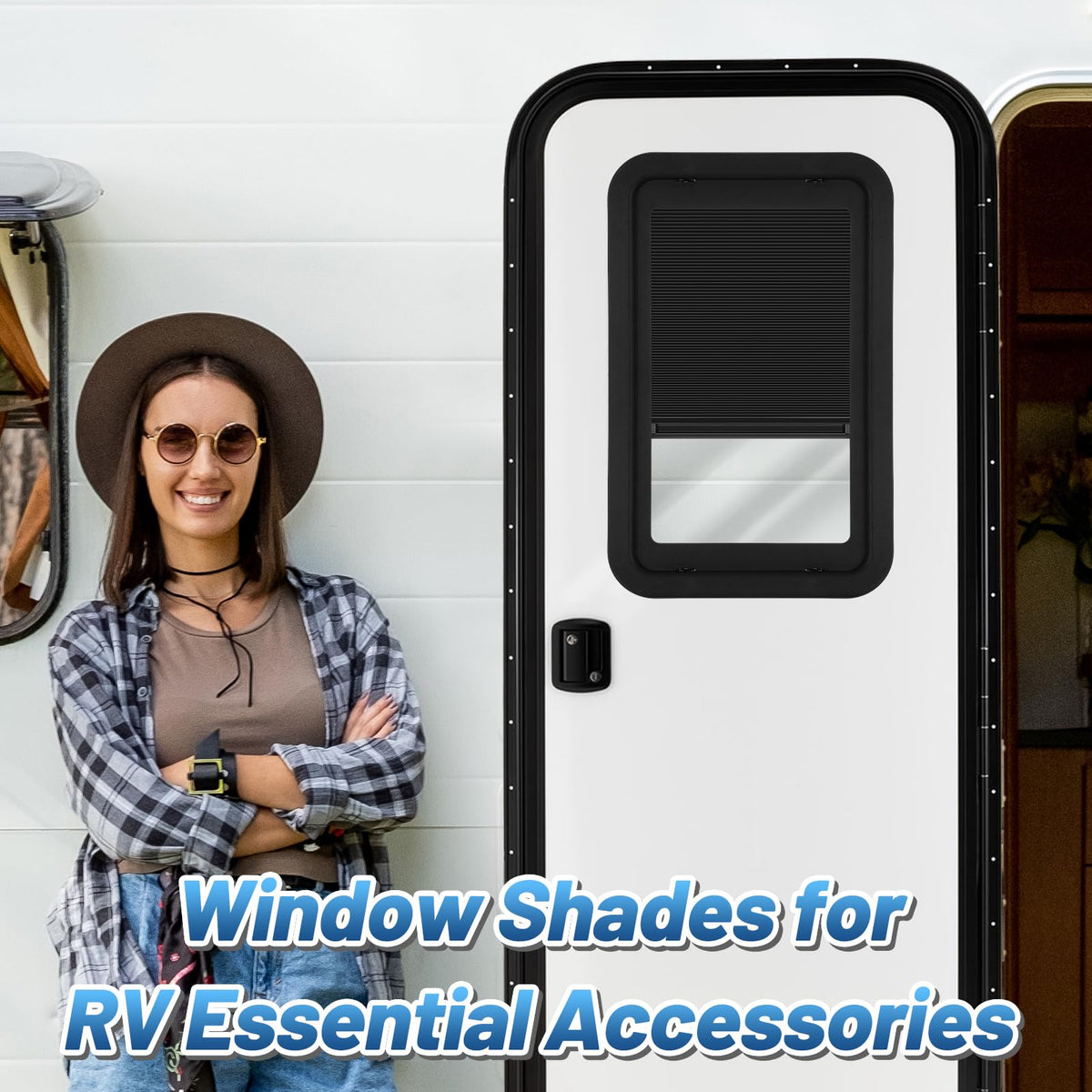 Acostop lifestyle RV door setting illustrating improved privacy and comfort