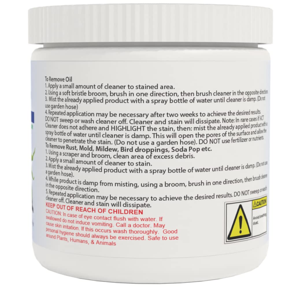 ACT being applied to a driveway oil stain demonstrating coverage