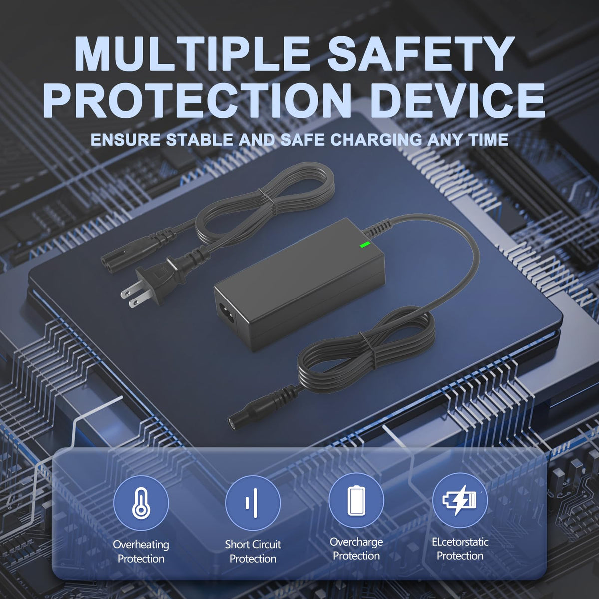 ActZone charger packaging and label showing model compatibility and warranty benefit