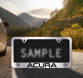 Acura close-up of engraved logo with UV epoxy showing durable clarity benefit