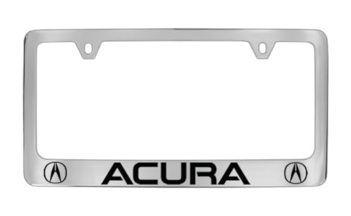 Acura front view of chrome-plated frame showing polished logo benefit enhanced branding