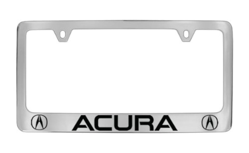 Acura front view of chrome-plated frame showing polished logo benefit enhanced branding