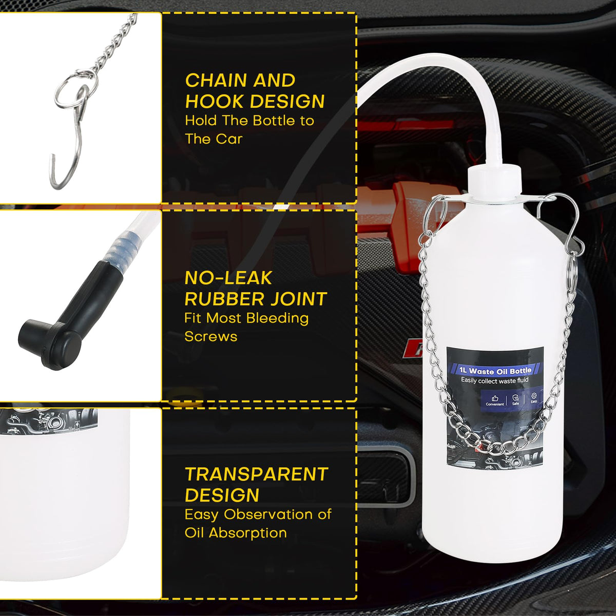 Acymner four reservoir adapters displayed for wide vehicle compatibility benefit