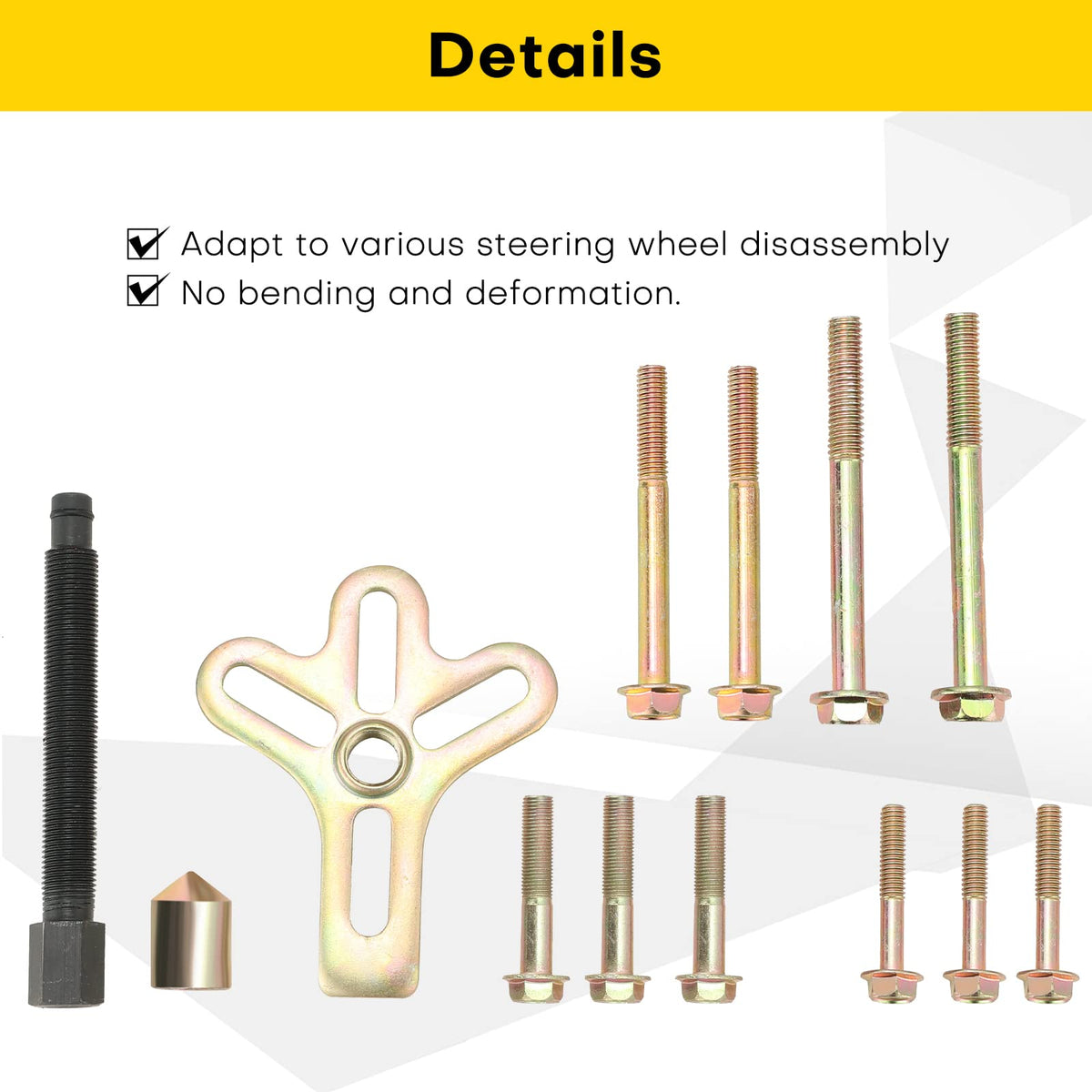 Acymner bolt assortment laid out, offers multiple lengths for versatile fitment