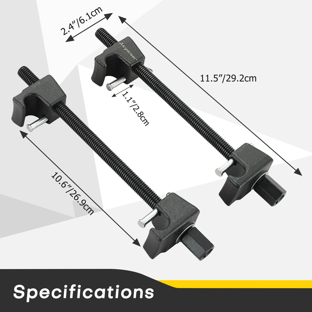 Acymner center forcing screw closeup highlighting hardened threads for reliability