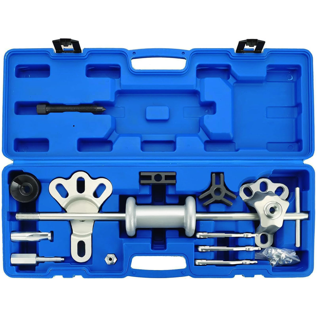 Acymner front-facing open case showing organized 19-piece kit and portability benefit
