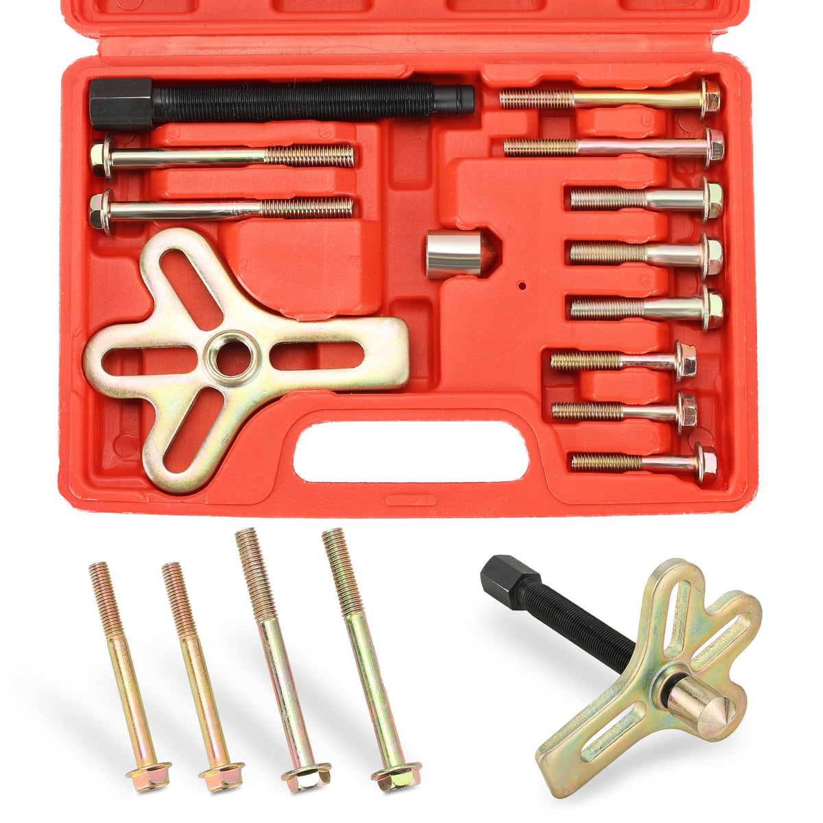 Acymner front packaging of puller set showing tools and case, durable storage benefit