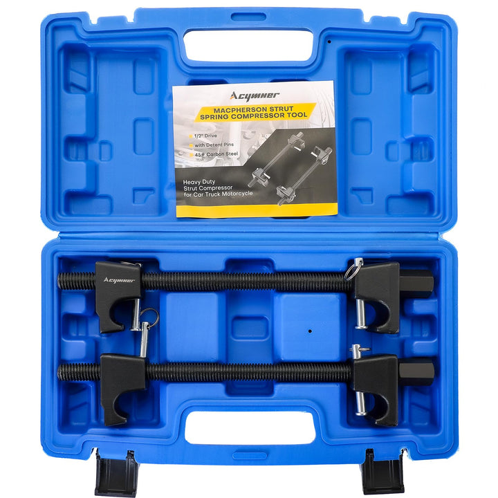 Acymner front packaging showing full compressor kit and included hardware for safe use