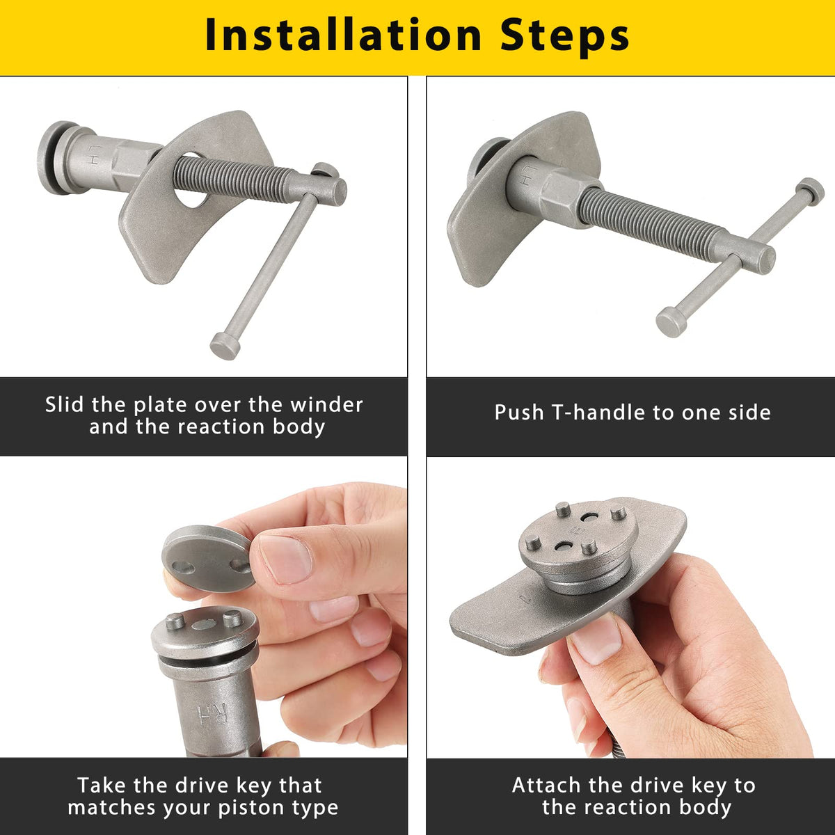 Acymner in-use compression demonstrating safe piston retraction for easier pad replacement