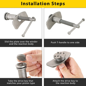 Acymner in-use compression demonstrating safe piston retraction for easier pad replacement