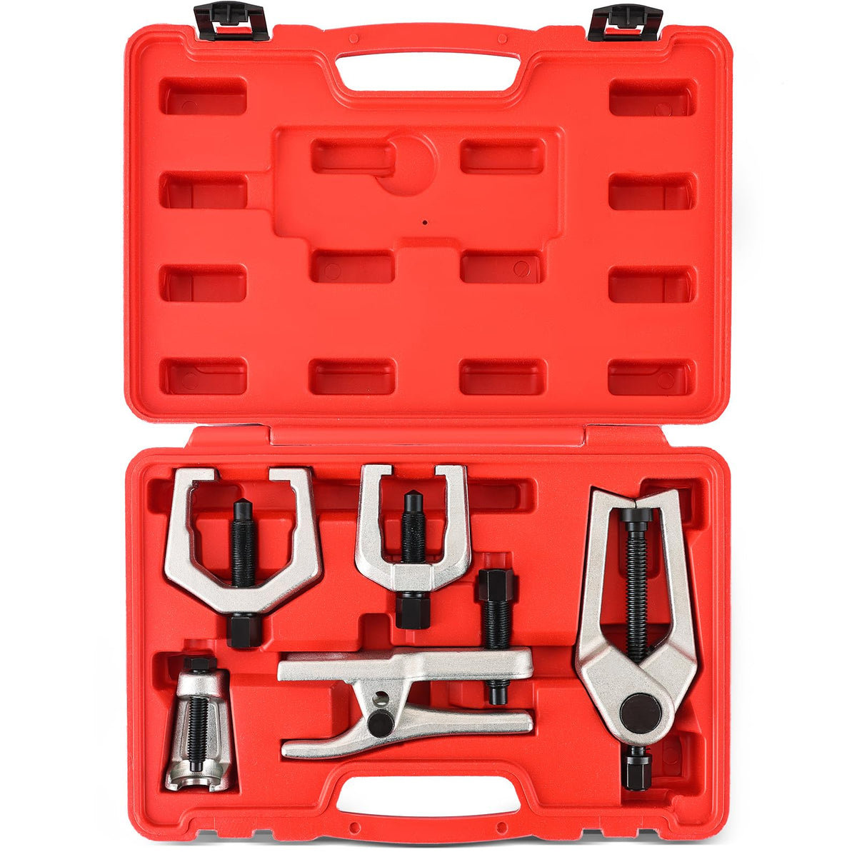 Acymner kit front view showing red carry case and tools for organized storage and portability