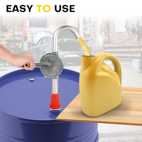 Acymner next to 55 gallon drum showing scale and compatibility for various barrel sizes