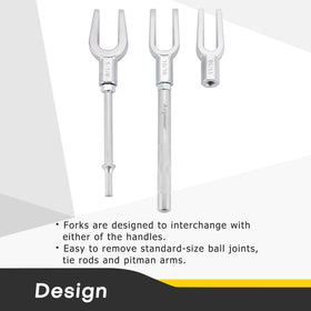 Acymner forks beside a ruler illustrating exact SAE size matching benefit