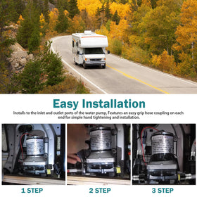 Adabuing hose installed between pump and plumbing demonstrating noise reduction benefit