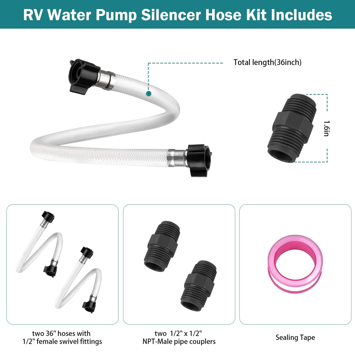 Adabuing looped hose configuration illustrating enhanced vibration isolation and quieter operation