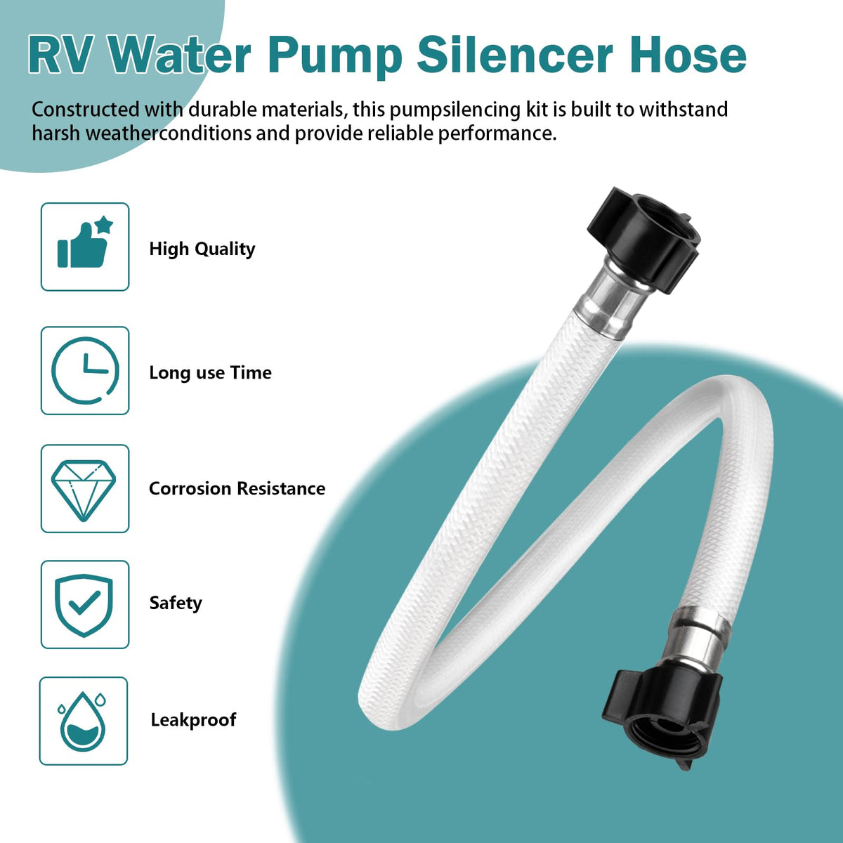 Adabuing hoses beside a ruler showing the 36 inch length for proper fit and flexibility benefit