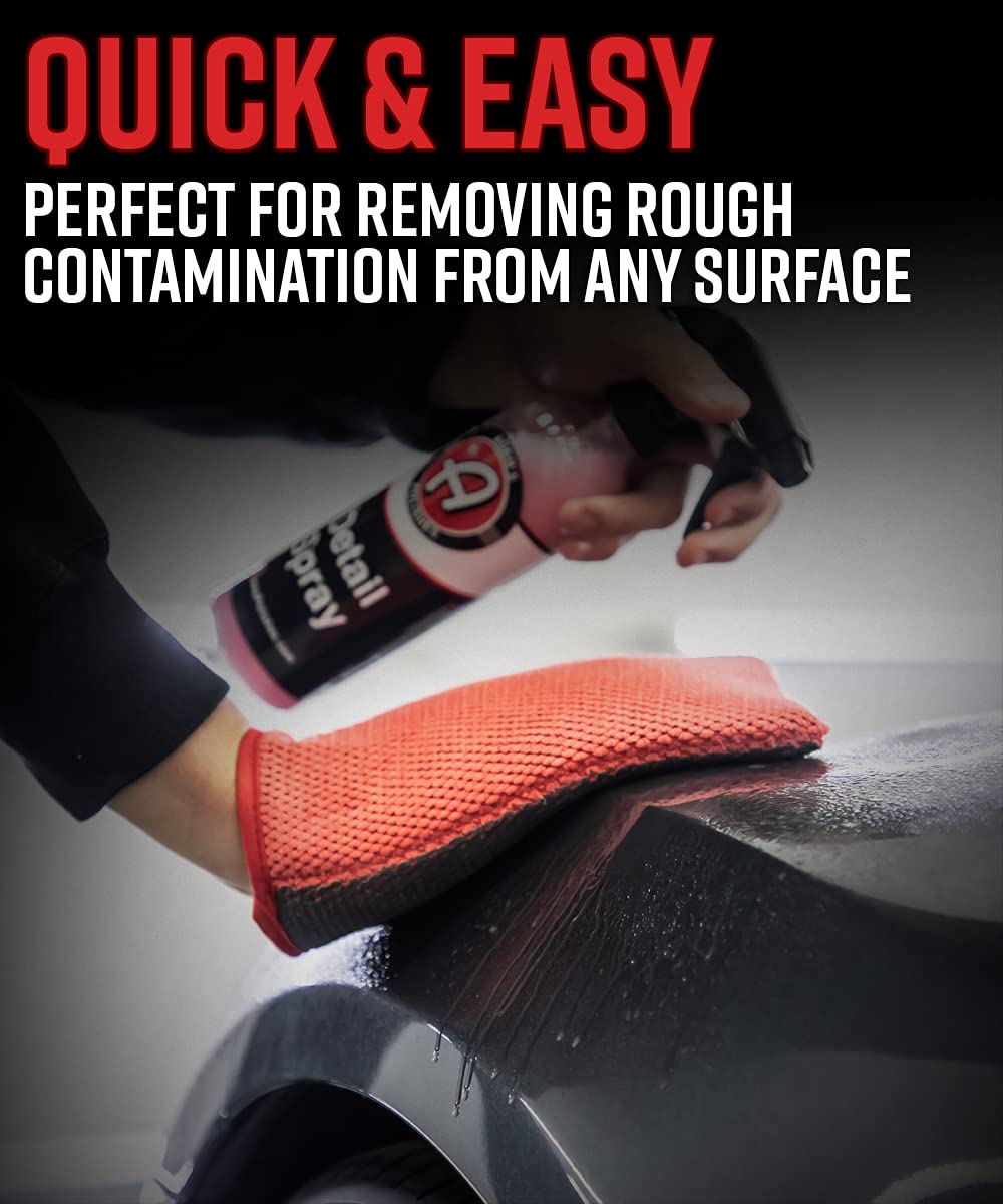 Adam's Polishes mitt in use on car door panel enabling faster decontamination