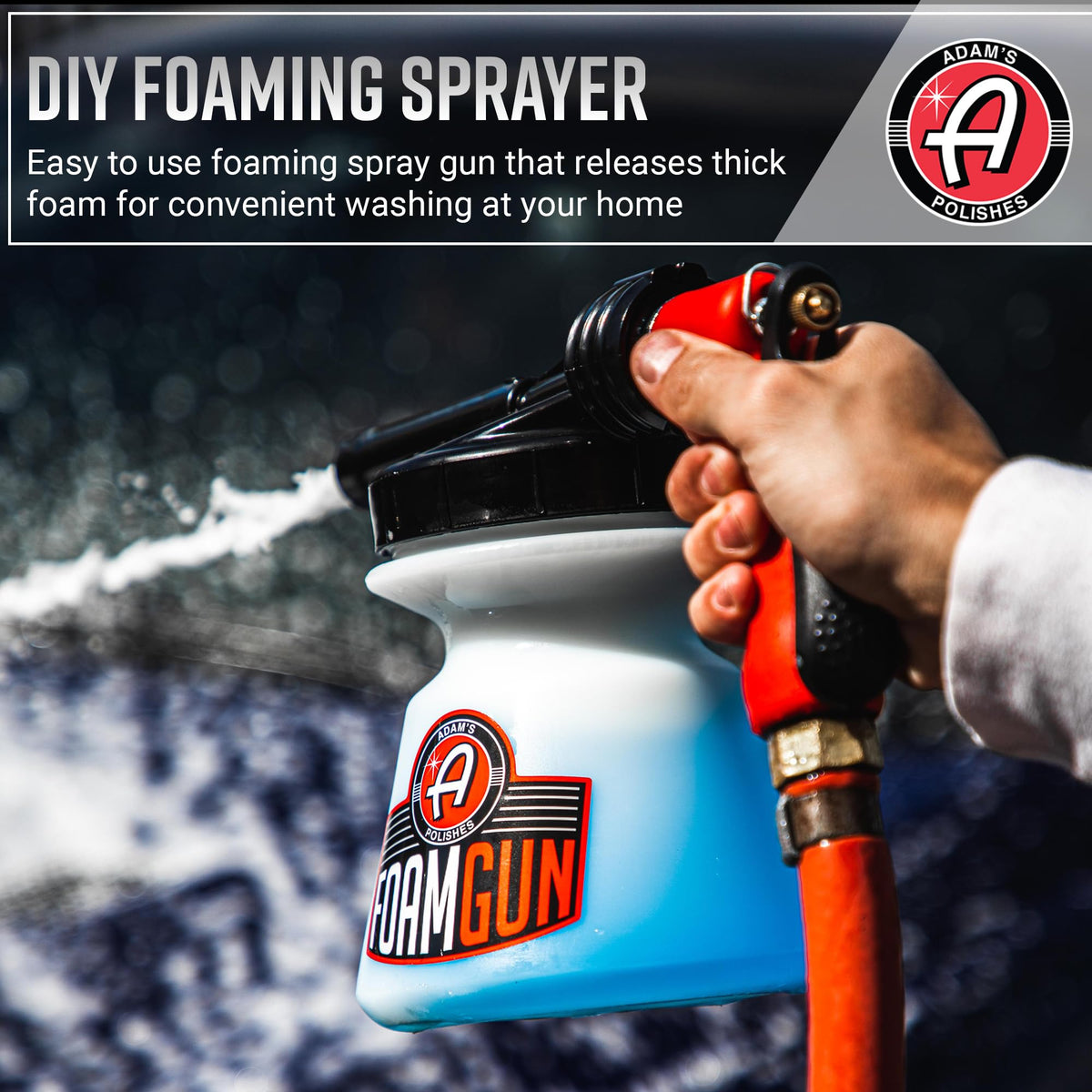 Adam's Polishes nozzle and two metering tips displayed for customizable foam output