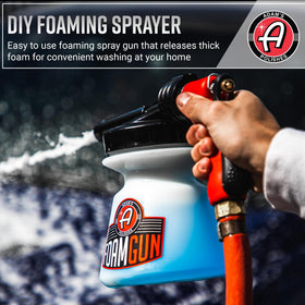 Adam's Polishes nozzle and two metering tips displayed for customizable foam output