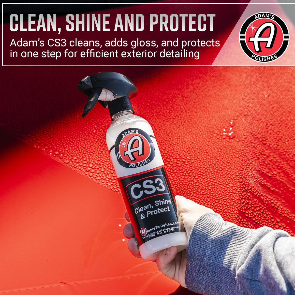 Adam's Polishes glass cleaner leaving a streak-free windshield for clear vision
