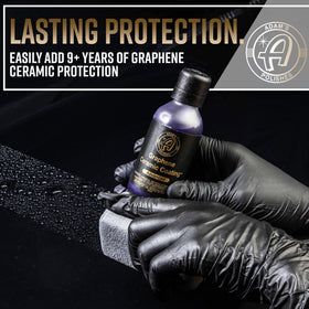 Adam's Polishes bottle next to ruler showing kit size and coverage estimate