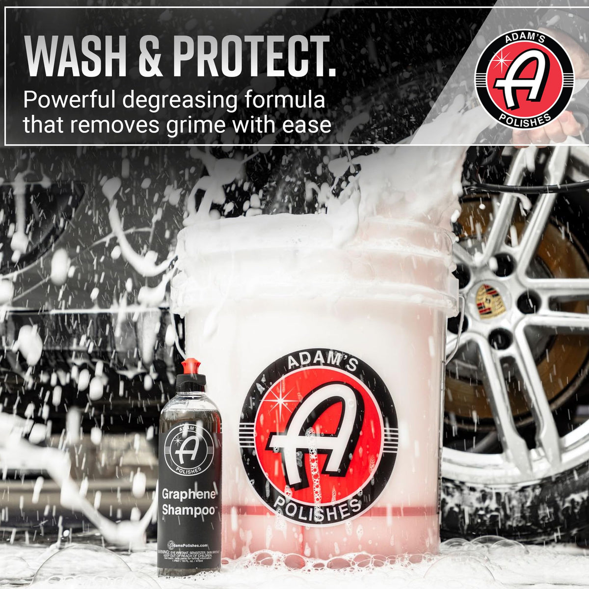 Adam's Polishes used with two-bucket wash setup reducing swirl marks