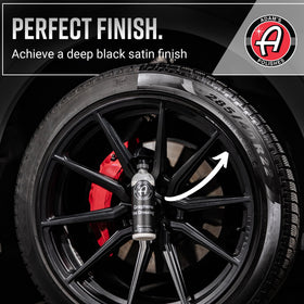 Adam's Polishes applied on tire face demonstrating deep black benefit