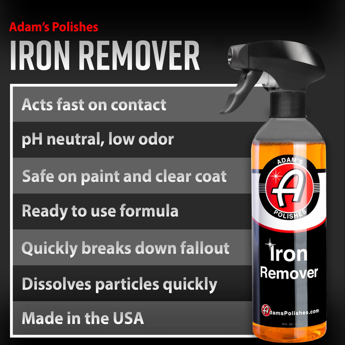 Adam's Polishes close-up of liquid texture, clear formula for safe decontamination