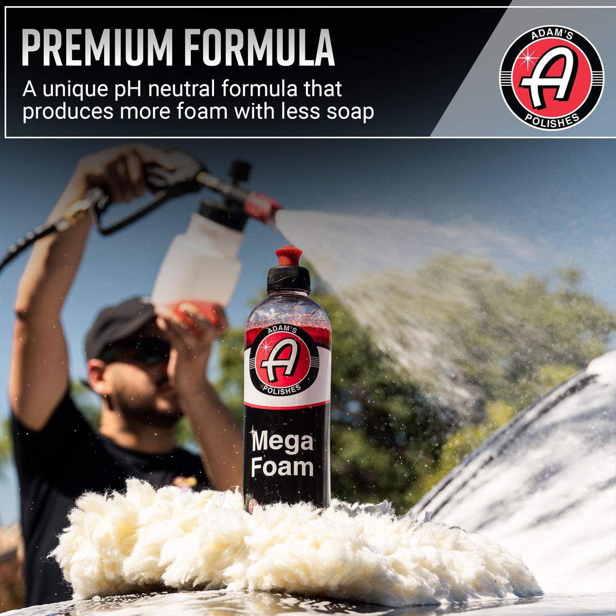 Adam's Polishes bucket wash setup with foam and mitt for gentle, effective cleaning