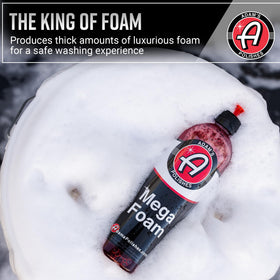 Adam's Mega Foam applied from a foam cannon covering vehicle surface evenly