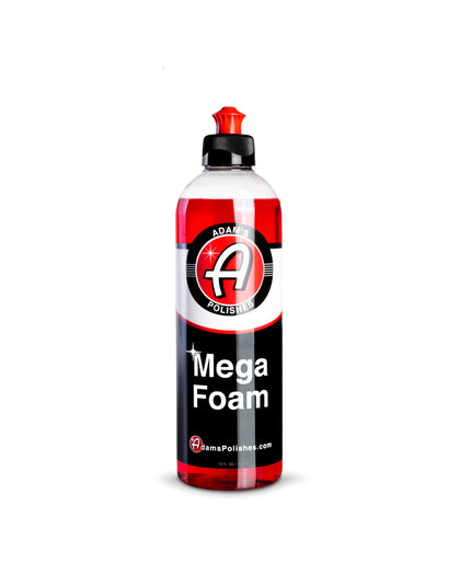 Adam's Mega Foam front bottle view showing label and concentration benefit