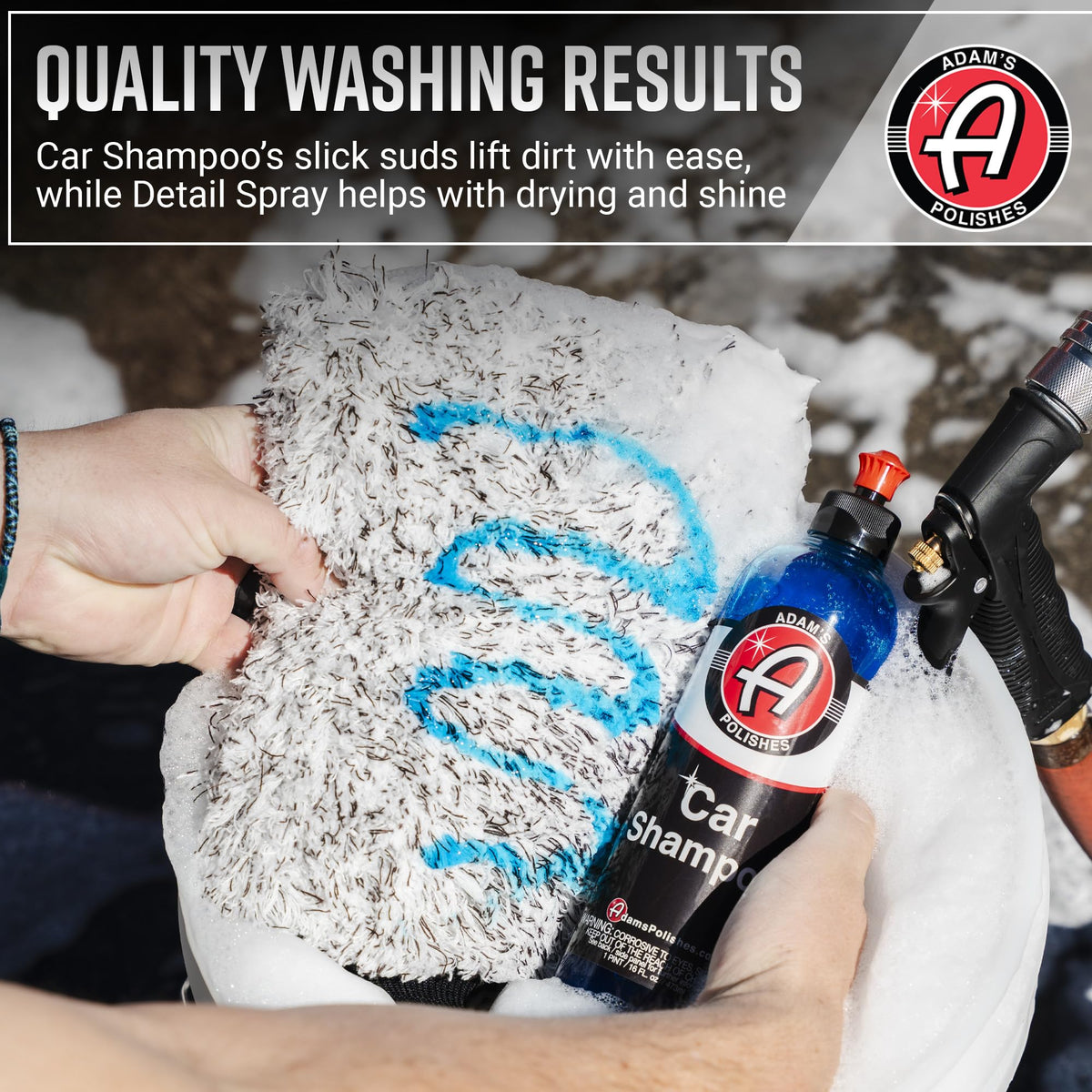 Adam's Polishes microfiber towels and brushes neatly arranged for safe detailing