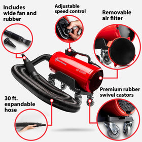 Adam's Polishes hose and rubberized nozzles highlighting precise drying