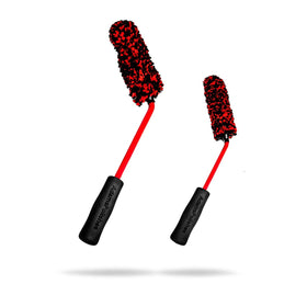 Adam's Polishes angled wheel brush front view showing head and handle, improves reach