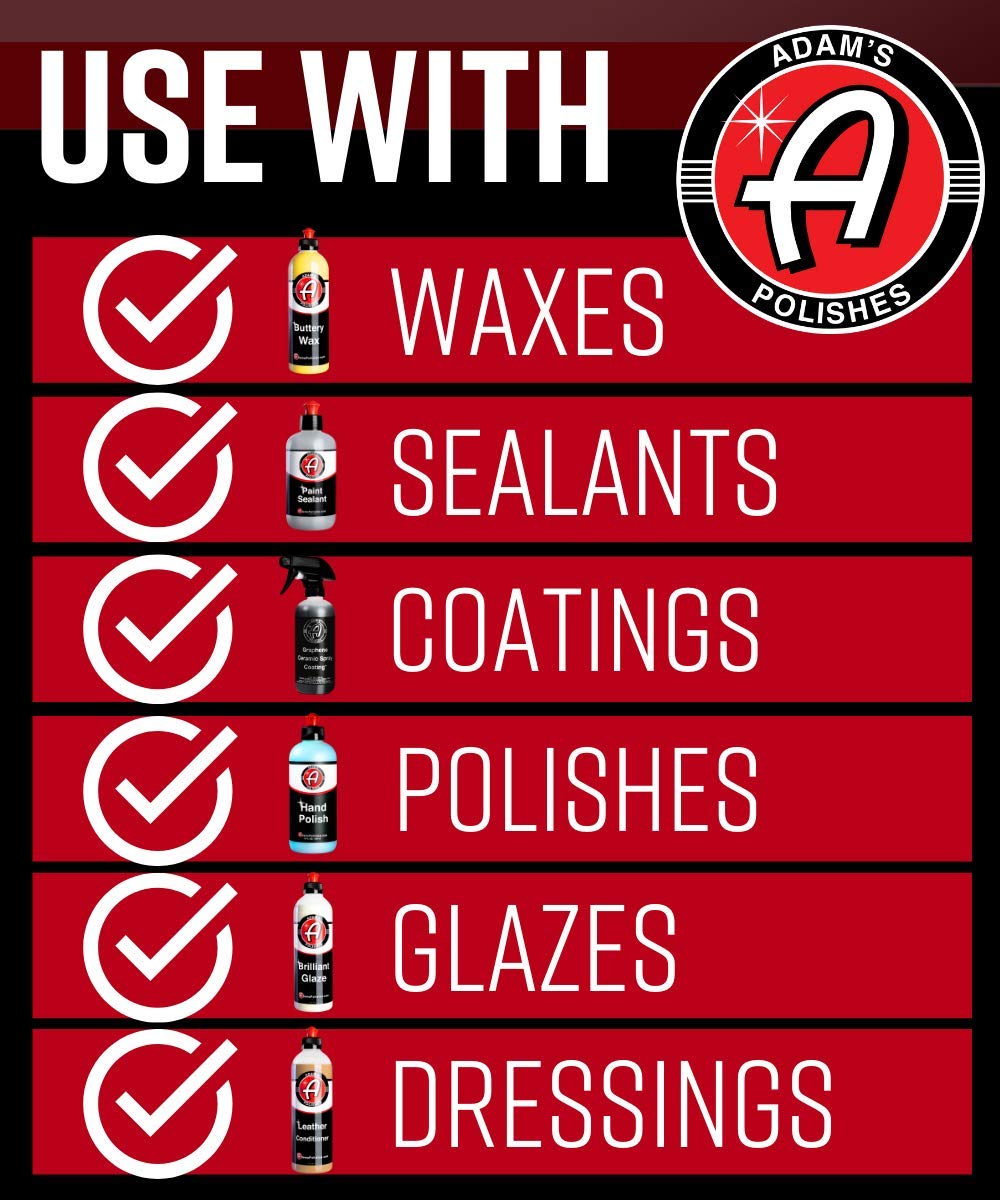 Adam's Polishes applicator used in a garage scene showing professional results and tidy workflow