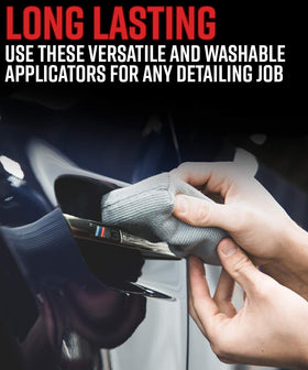 Adam's Polishes pad held in hand to show scale and ergonomic fit for controlled detailing
