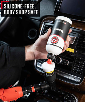 Adam's Polishes 12oz bottle held in hand to show size and ease-of-use