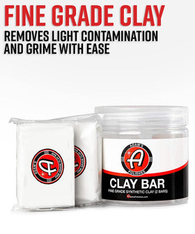 Adam's Polishes two 100g clay bars out of jar offering ready-to-use smoothness