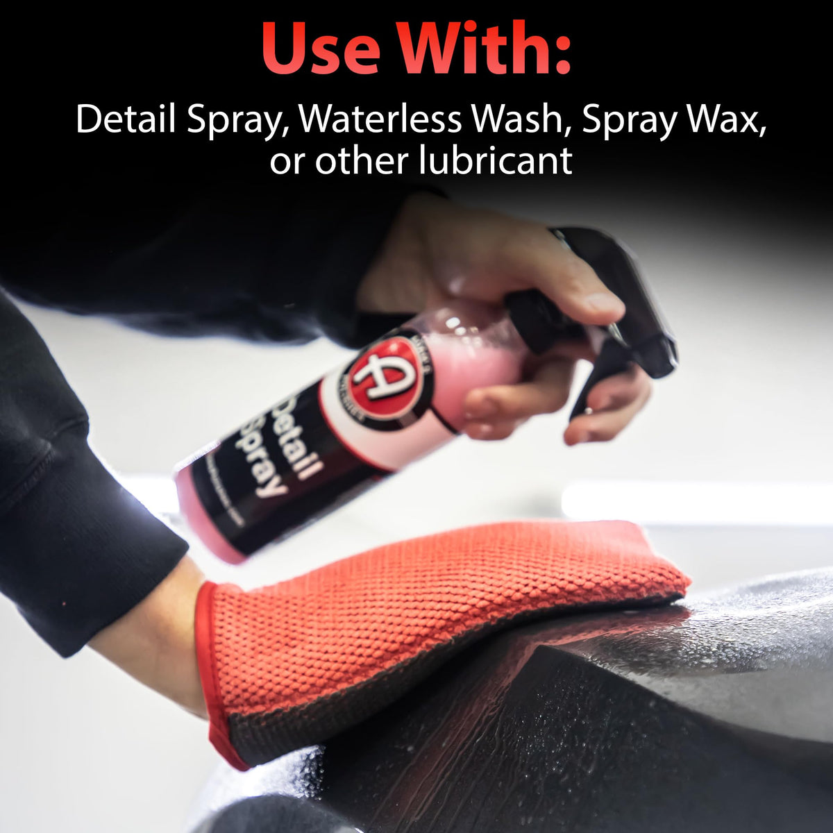 Adam's Polishes mitt rinsing under water for easy cleaning and reuse