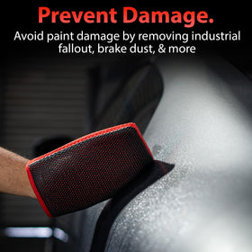 Adam's Polishes mitt next to car showing scale and large treatment area