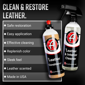 Adam's Polishes cleaner bottle label detail highlighting gentle formula